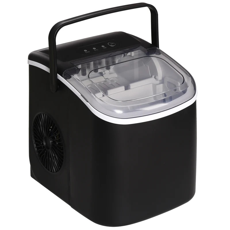 Easycomfort Eisbereiter, 9 Würfel in 6–12 Minuten, inklusive Korb und Schaufel, 23,8 x 30,5 x 29 cm, Schwarz
