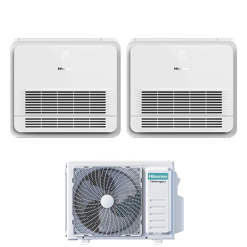 Hisense 9+12 Dual-Split-Konsolenklimaanlage mit 2AMW52U4RXC R-32 Wi-Fi optional mit Fernbedienung serienmäßig