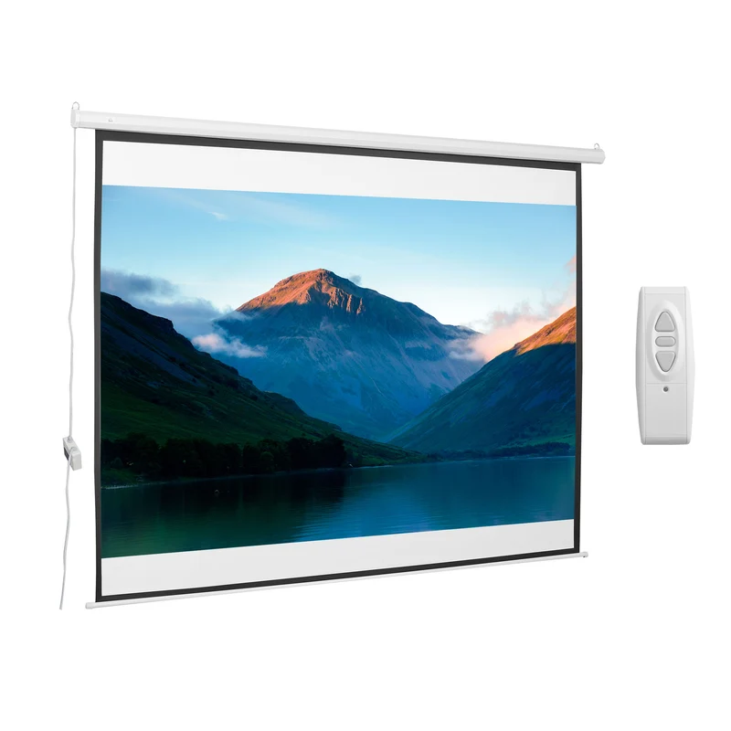 Easycomfort Beamer-Leinwand 120 Zoll 4:3 Format verstellbar mit Fernbedienung, kompakte motorisierte Projektionswand, 244x183 cm, Weiß
