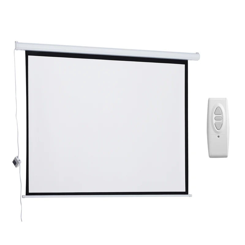 Easycomfort Projektionsleinwand 84" 4:3-Format mit Fernbedienung, Kunststoff, Stoff und Metall, 171 x 130 cm, Weiß