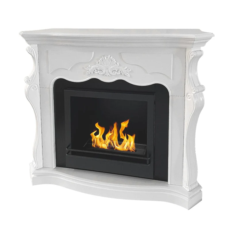 Camino a Bioetanolo Biocamino da Terra Divina Fire PARIGI in Legno Bianco L123xP39xH100 cm