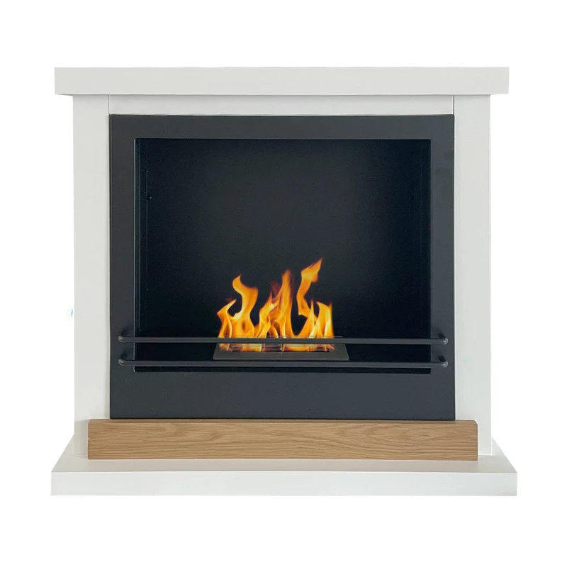 Camino a Bioetanolo Biocamino da Terra Divina Fire STOCCOLMA in Legno Bianco L75xP24xH68 cm
