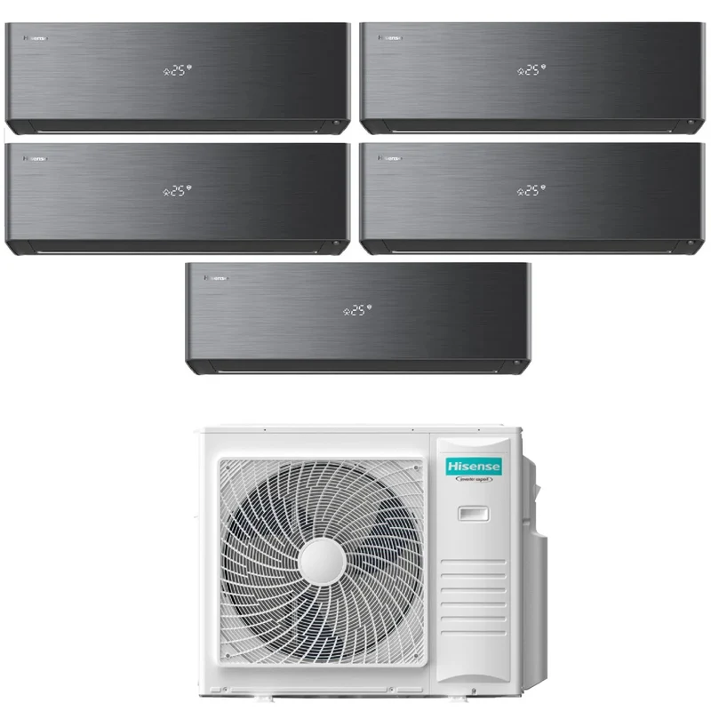 Hisense Penta Split-Inverter-Klimaanlage ENERGY PRO X SCHWARZ 9+9+9+9+9 mit 5AMW105U4RQC R-32 Integriertes WLAN