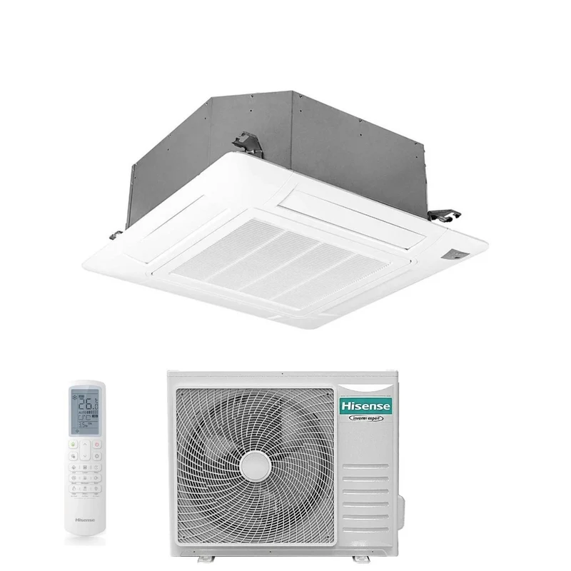 Hisense TURBO 36.000 BTU Kassetten-Klimaanlage AUC105UR4RKC8 + AUW105U4RW8 R-32 Wi-Fi optional mit Fernbedienung und Bedienfeld im Lieferumfang enthalten