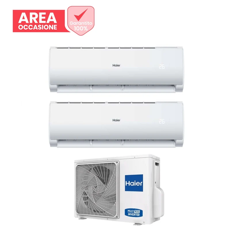 AREA OCCASIONE Climatizzatore Condizionatore Haier Dual Split Inverter serie GEOS PLUS 9+9 con 2U50MEFFRA R-32 Wi-Fi Integrato 9000+9000