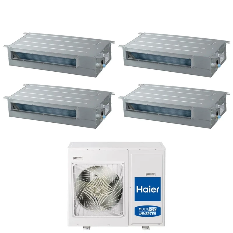 Haier Slim Kanalklimaanlage Quadri Split Inverter Low Head 9+9+12+12 mit 4U85S2SR5FA R-32 integriertem WLAN 9000+9000+12000+12000