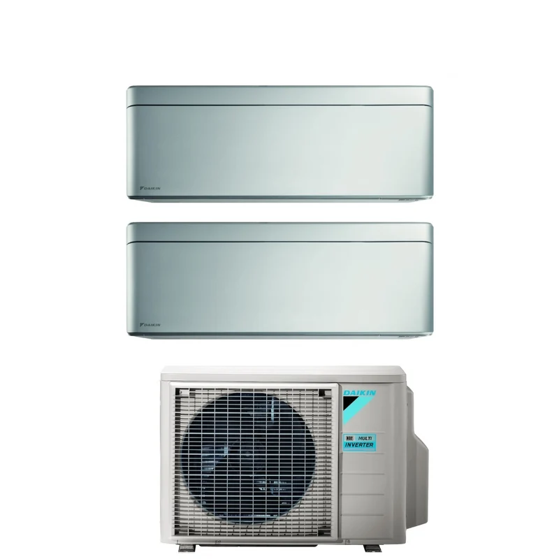 Daikin Stylish Total Silver 12+12 Dual-Split-Klimaanlage mit 2MXM68A R-32 integriertem WLAN, Grau, italienische Garantie
