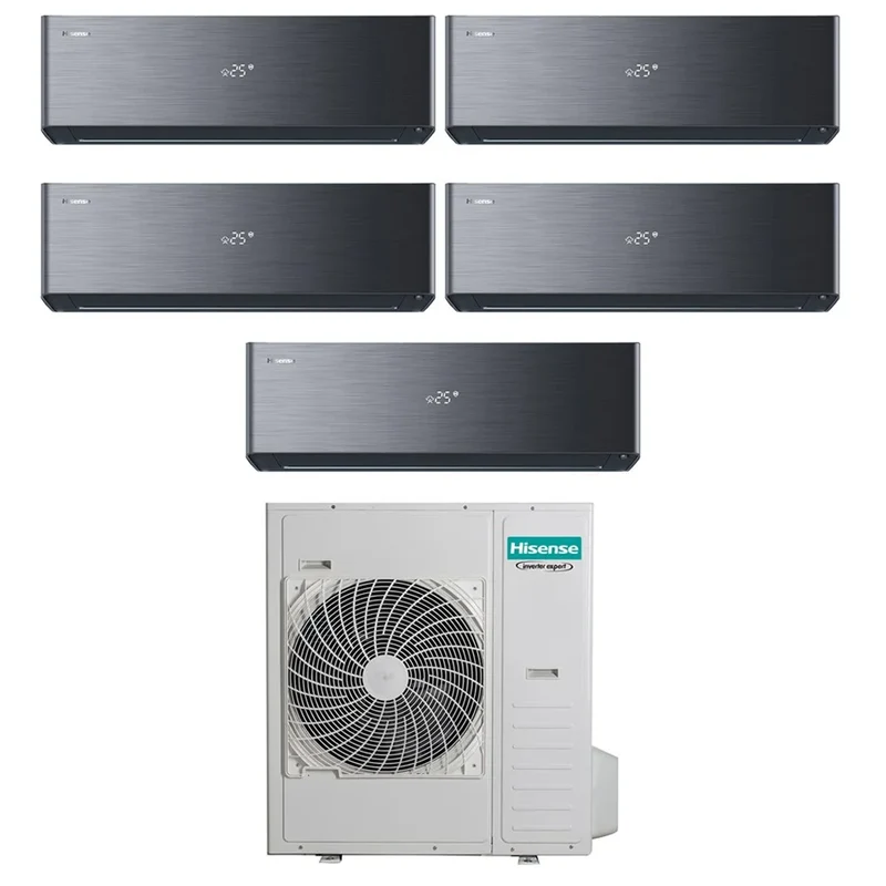 Hisense Penta Split-Inverter-Klimaanlage ENERGY PRO X SCHWARZ 9+9+9+12+12 mit 5AMW125U4RTA R-32 Integriertes WLAN