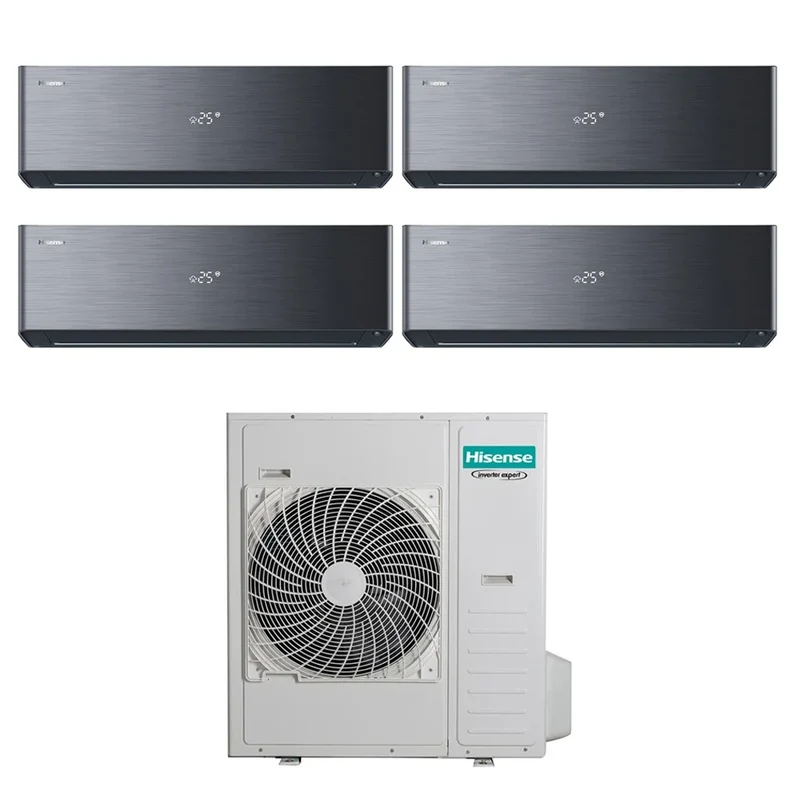 Hisense Quadri Split Inverter ENERGY PRO X BLACK 9+9+12+12 Klimaanlage mit 5AMW105U4RQC R-32 Integriertes WLAN