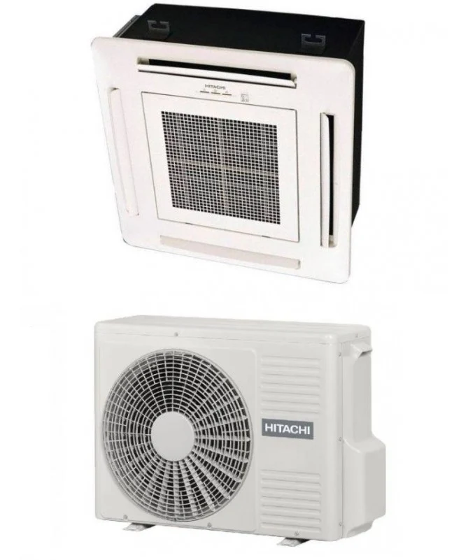 Climatizzatore Condizionatore Hitachi a Cassetta 4 Vie Inverter 12000 Btu RAI-35RPA R-410 con Griglia Inclusa