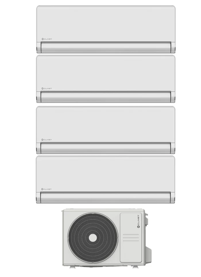 Climatizzatore Condizionatore Clivet Trial Split Inverter Schiara 2 9000+9000+9000+12000 btu con MU2-Y82M Wi-Fi Integrato 9+9+9+12