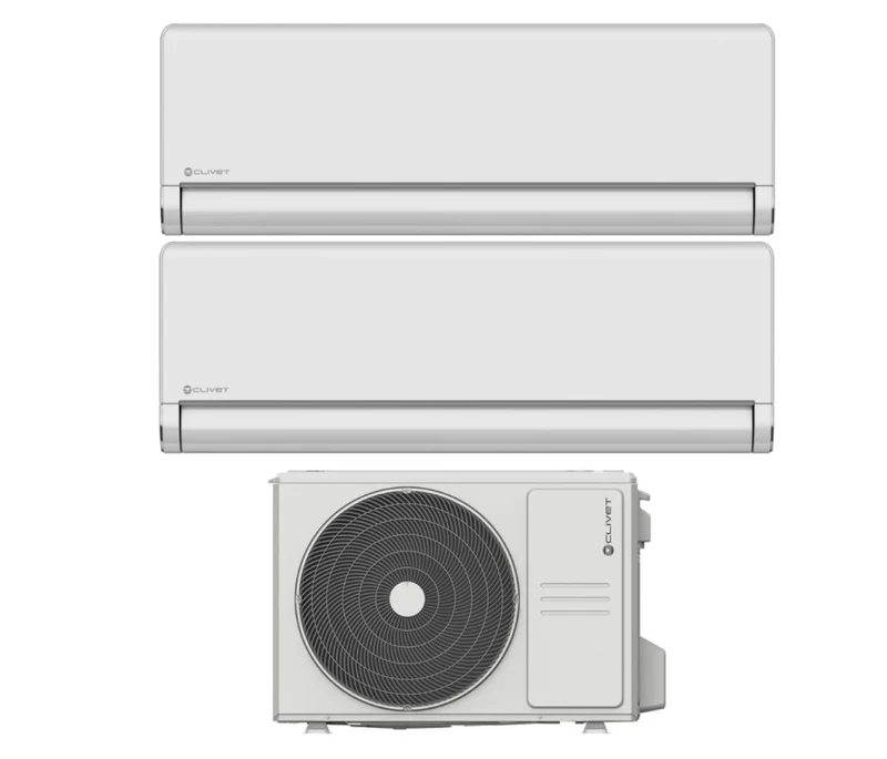 Climatizzatore Condizionatore Clivet Dual Split Inverter Schiara 2 9000+9000 btu con MU2-Y 53M Wi-Fi Integrato 9+9