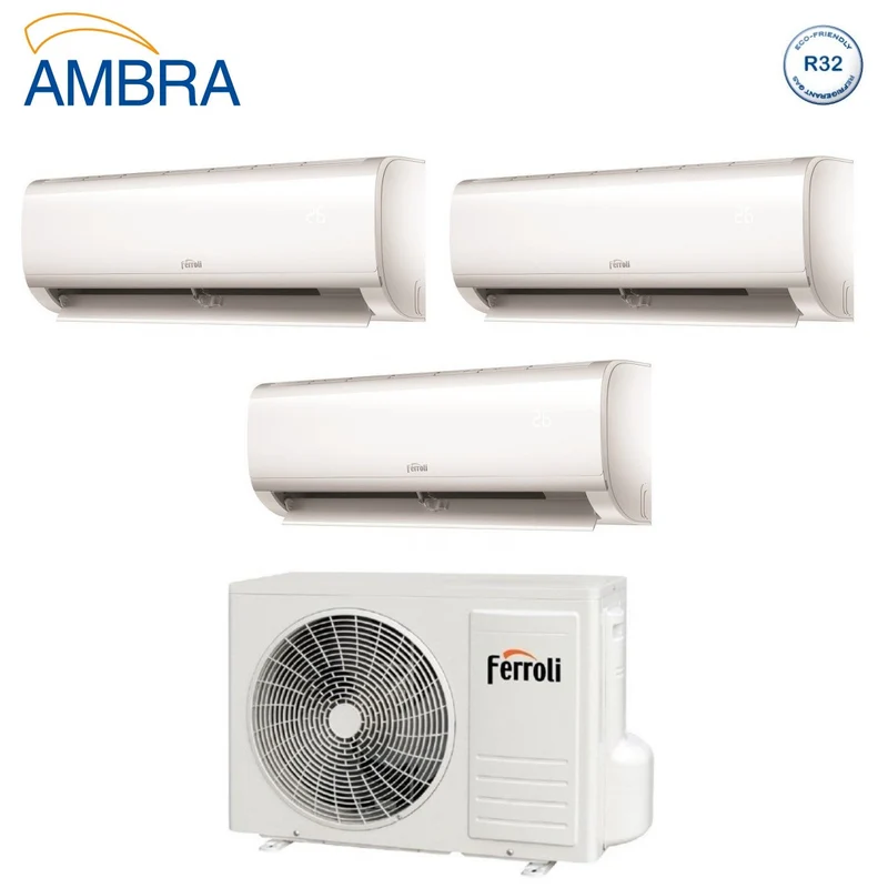 Climatizzatore Condizionatore Ferroli Trial Split Inverter Serie AMBRA M 12+12+12 con 27-3 R-32 Wi-Fi Integrato 12000+12000+12000 - Novità