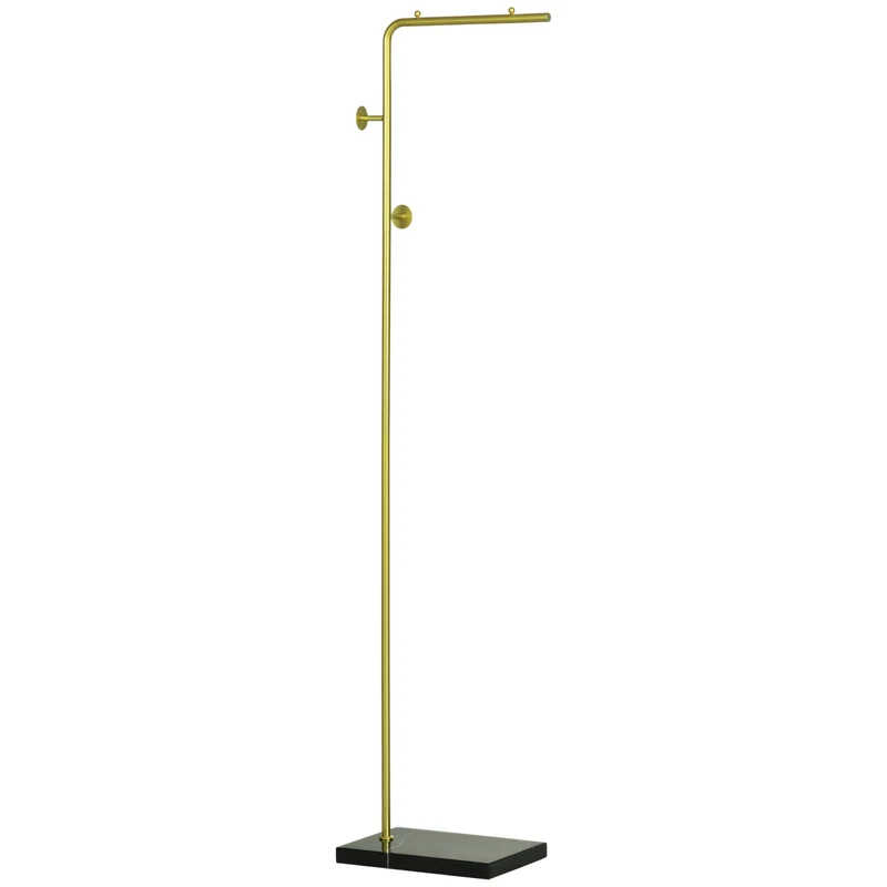 Easycomfort Kleiderbügel mit 2 Haken für Eingang, Schlafzimmer und Wohnzimmer aus Metall und Marmor, 35 x 25 x 170 cm, Gold und Schwarz