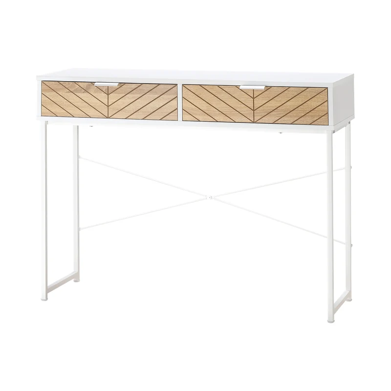 Moderne Easycomfort-Konsole für Eingang und Wohnzimmer mit 2 Metallschubladen 100 x 30 x 75 cm – Weiß