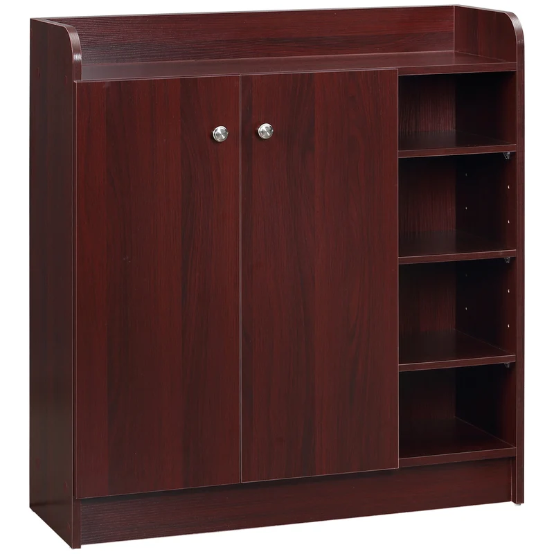 EASYCOMFORT Armadio Scarpiera Moderno e Salvaspazio in Legno per 12 Paia con 4 Ripiani Aperti, 83x30x90 cm, color Caffè