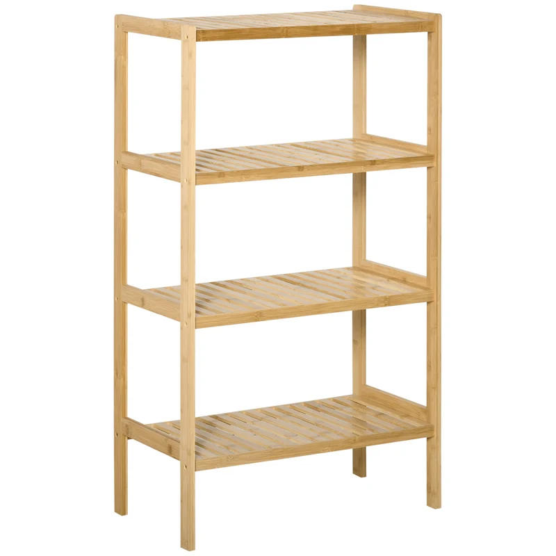 EASYCOMFORT Mobile Multiuso 4 Livelli Salvaspazio in Bambù per Bagno, 62x33x112cm