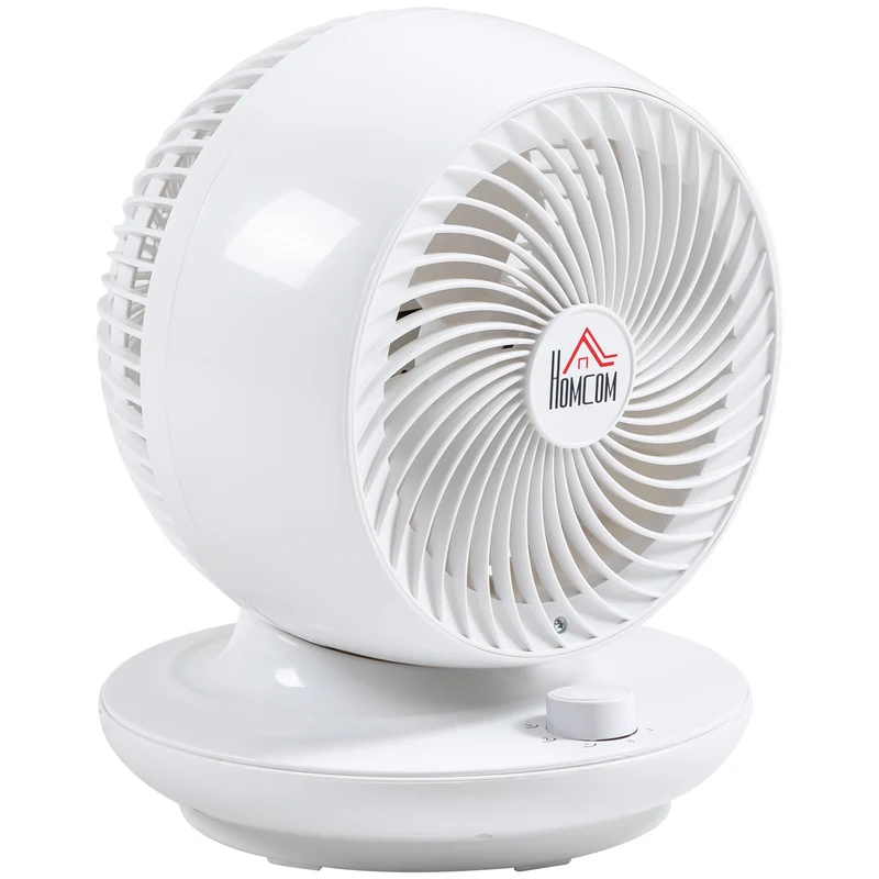 Easycomfort Tischventilator mit 3 Geschwindigkeiten, 70° Oszillation und 90° Neigung, 27x27x34cm, Schwarz und Weiß