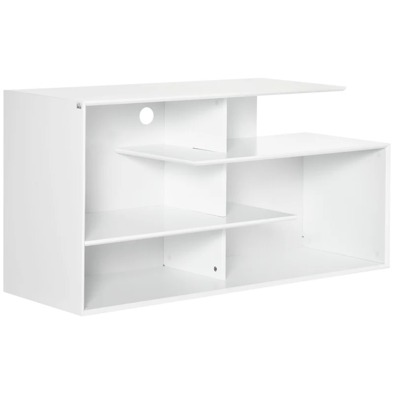 EASYCOMFORT Mobile Porta TV da 32"-55" con Ripiani Aperti in MDF, 120x40x60cm, Bianco
