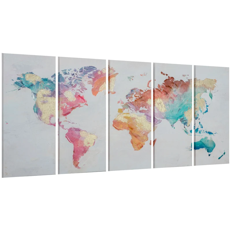 Easycomfort Stampa su Tela 80x40cm 5 Pezzi per Casa e Ufficio, Tela in Legno di Pino e Vernice ad Acqua, Multicolore
