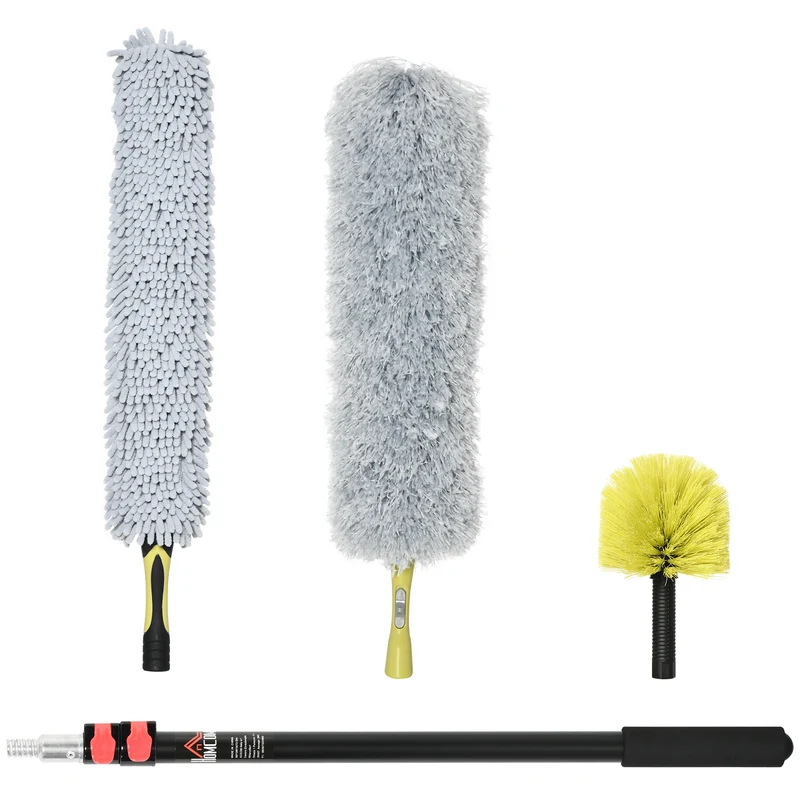 Easycomfort Kit per Pulizia della Casa con Asta, Spolverino per Ragnatele, Spolverino in Microfibra e Spolverino per Ventilatore