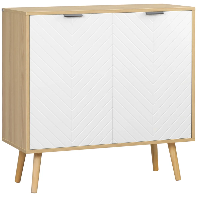 Easycomfort Mobile Multiuso Moderno in Truciolato e Legno di Pino con Ripiano Interno Regolabile su 3 Livelli, 77x35x77.5 cm