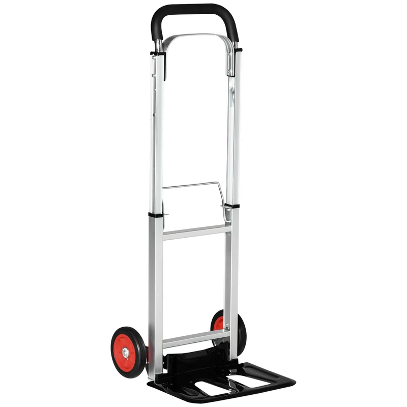 EASYCOMFORT Carrello Portapacchi Pieghevole in Alluminio e Acciaio con Maniglia Telescopica e 2 Ruote in EVA, 40x41x107 cm