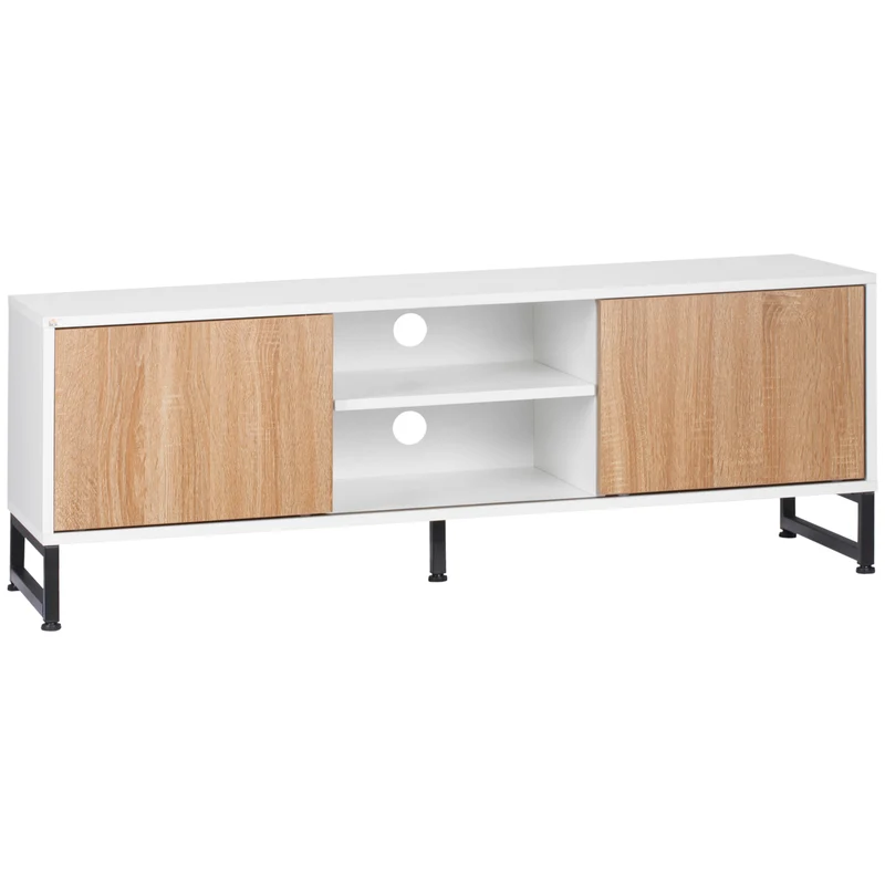 EASYCOMFORT Mobile TV Moderno 50" max in Truciolato e Acciaio con 2 Ripiani Aperti e 2 Armadietti Chiusi, 120x39.5x45 cm