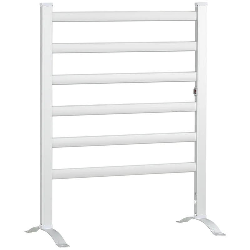 EasyComfort Scaldasalviette Elettrico da 140W a 6 Barre con Temperatura 45°C-55°C, in Alluminio, 69x36x90 cm, Argento