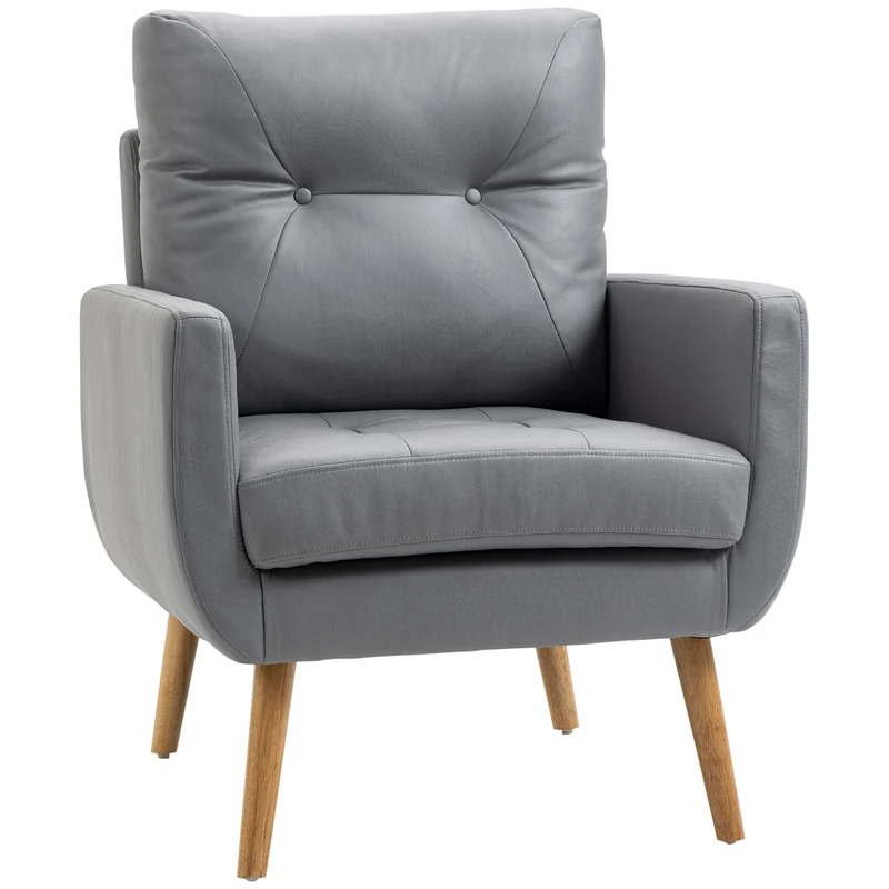Moderner Easycomfort-Stuhl für Wohn- und Schlafzimmer mit gepolstertem Sitz und Mikrofaserstoff, 72 x 73 x 94 cm, Grau