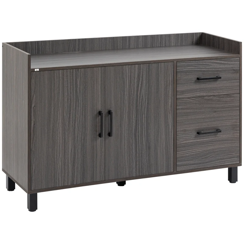 Easycomfort Mehrzweck-Holzschrank mit 2 Türen und Schubladen, 120 x 40 x 80 cm, Grau