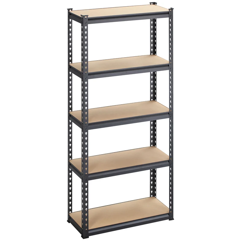 EASYCOMFORT Scaffalatura Industriale a 5 Livelli in MDF e Acciaio con Ripiani Aperti e Regolabili, 70x30x167.5 cm