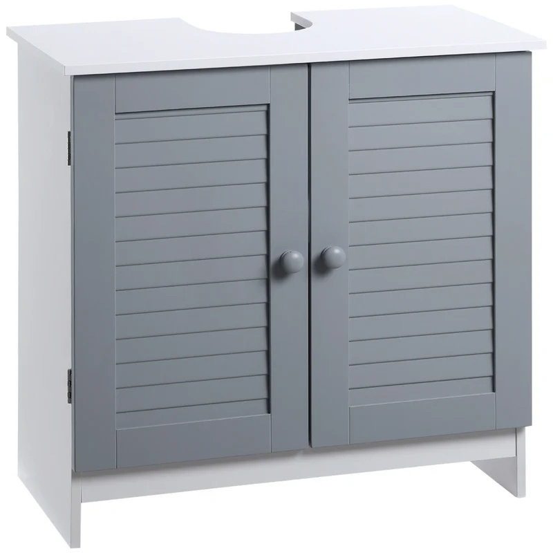 EASYCOMFORT Mobile Sotto Lavabo Bagno Salvaspazio con 2 Ante e Ripiano Regolabile, 60x30x60cm