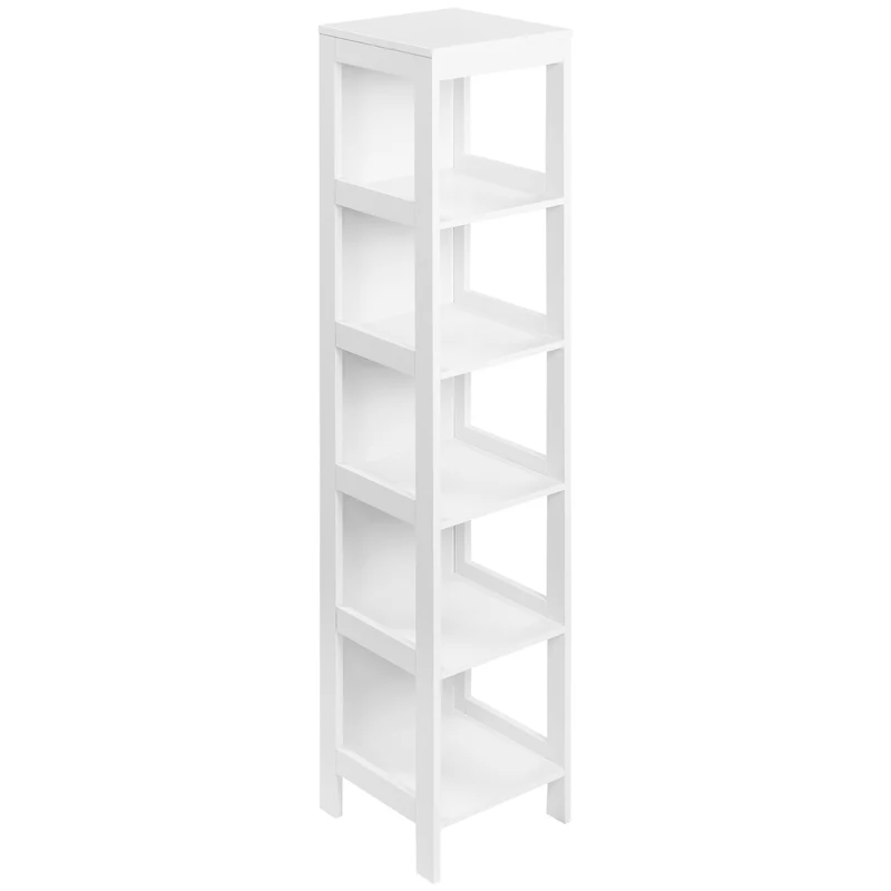 EASYCOMFORT Scaffale Bagno Salvaspazio a 5 Ripiani in Legno, 30x30x140cm, Bianco