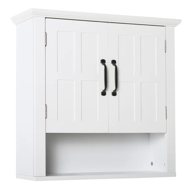 EASYCOMFORT Armadietto 2 Ripiani Montabile a Parete da Parete Cucina Bagno Legno 60x19,8x58cm Bianco