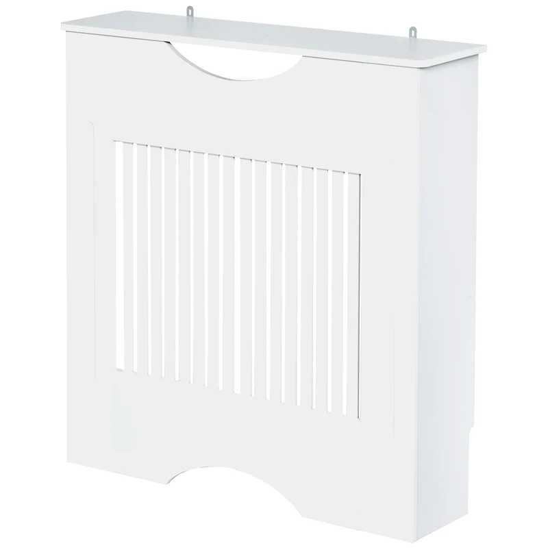 Easycomfort Copritermosifone Bianco in MDF con Piano d'Appoggio e Design Antiribaltamento, 78x19x82 cm