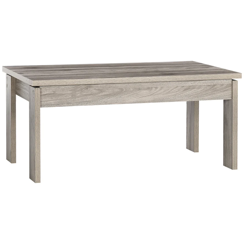 Niedriger Couchtisch EasyComfort aus grauer Spanplatte für Wohnzimmer und Arbeitszimmer mit rechteckiger Platte und 4 Beinen, 100 x 55 x 45 cm