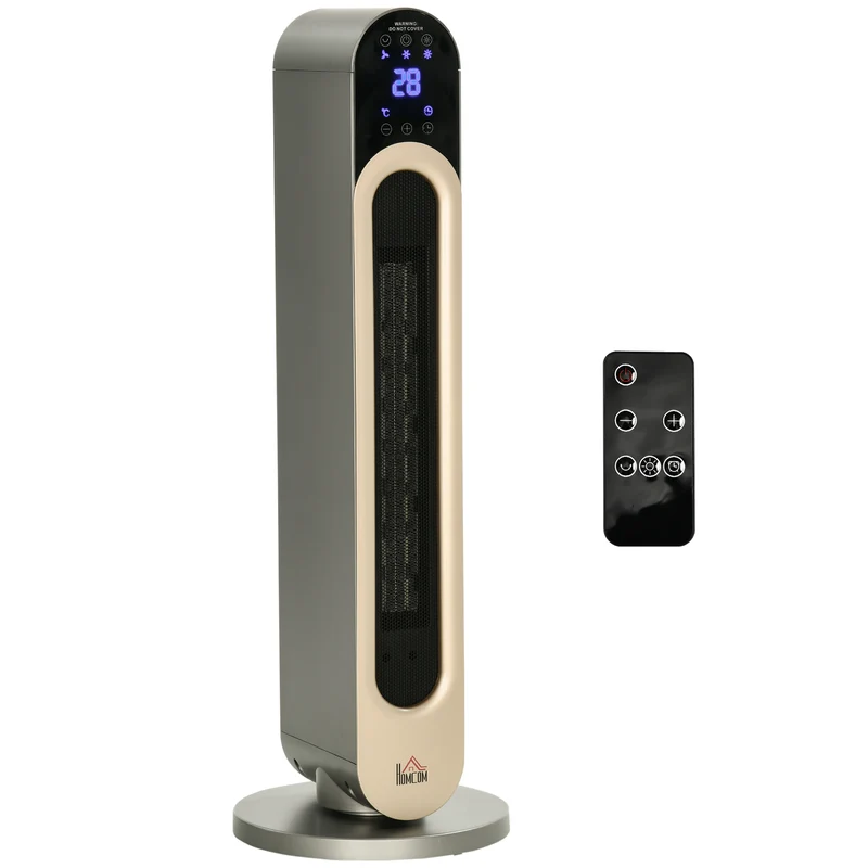 EASYCOMFORT Stufetta Elettrica a 3 Modalità di Riscaldamento Regolabile con Telecomando, Φ25x73.5 cm, Argento