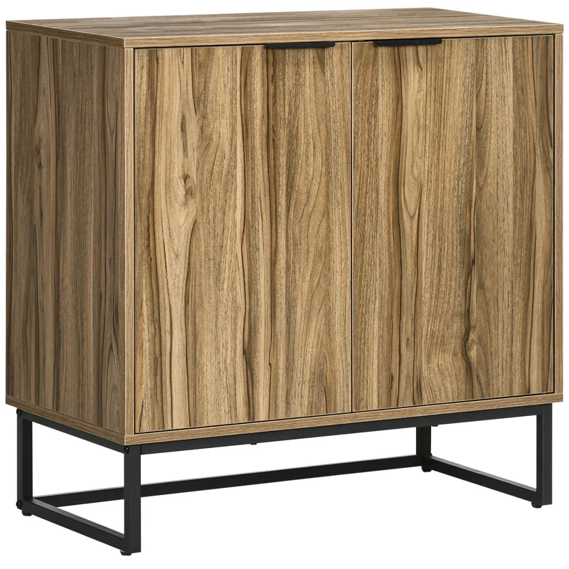 Easycomfort Mehrzweckschrank 2 Türen für Wohnzimmer und Lounge aus Holz und Metall, 80 x 40 x 80 cm, Grau