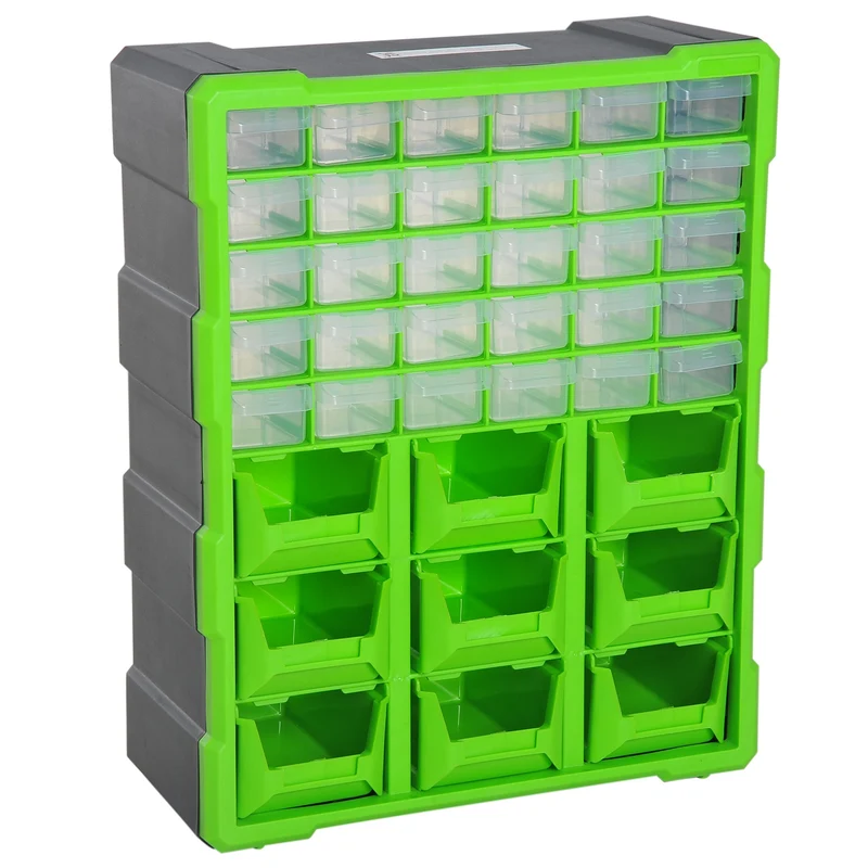 Easycomfort DURHAND Cassettiera Box Porta Minuteria per Officina con 30 Cassetti e 9 Scatole Grandi in Plastica 38 x 16 x 47.5cm