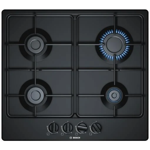 Piano Cottura a Gas Bosch PGP6B6B80 4 Fuochi 60 cm Nero (LxP) 58,2x52 cm Griglia in Acciaio