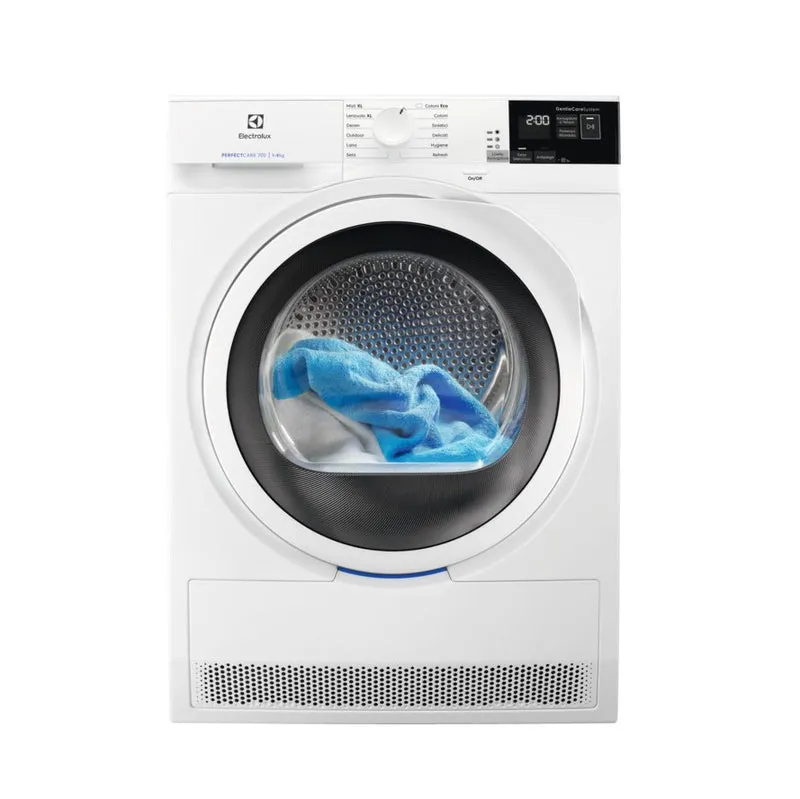 Asciugatrice a Pompa di Calore Electrolux 8 Kg EW7HW842 (LxPxA 59,6x63,8x85) Perfectcare 700 SensiCare System EcoFlow Partenza Ritardata Classe A++