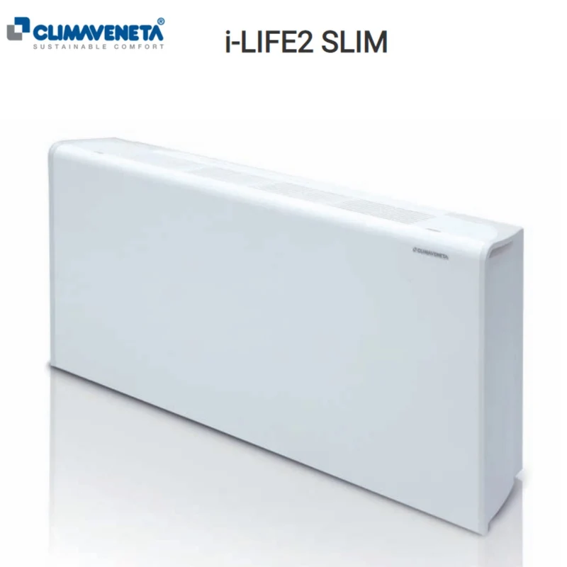 Fan Coil mit Tangentialventilator und Invertermotor Climaveneta Modell i-LIFE2 SLIM 080 2-Rohr-Version von 0,76 kW
