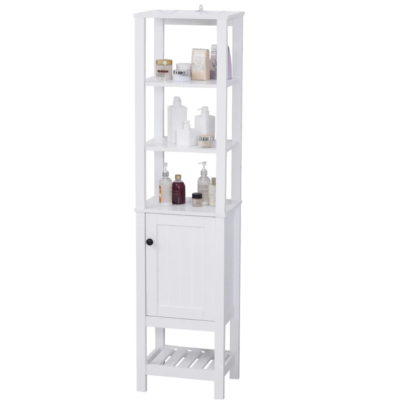 EASYCOMFORT Mobile da Bagno a Colonna e Salvaspazio, Stile Classico in Legno Bianco