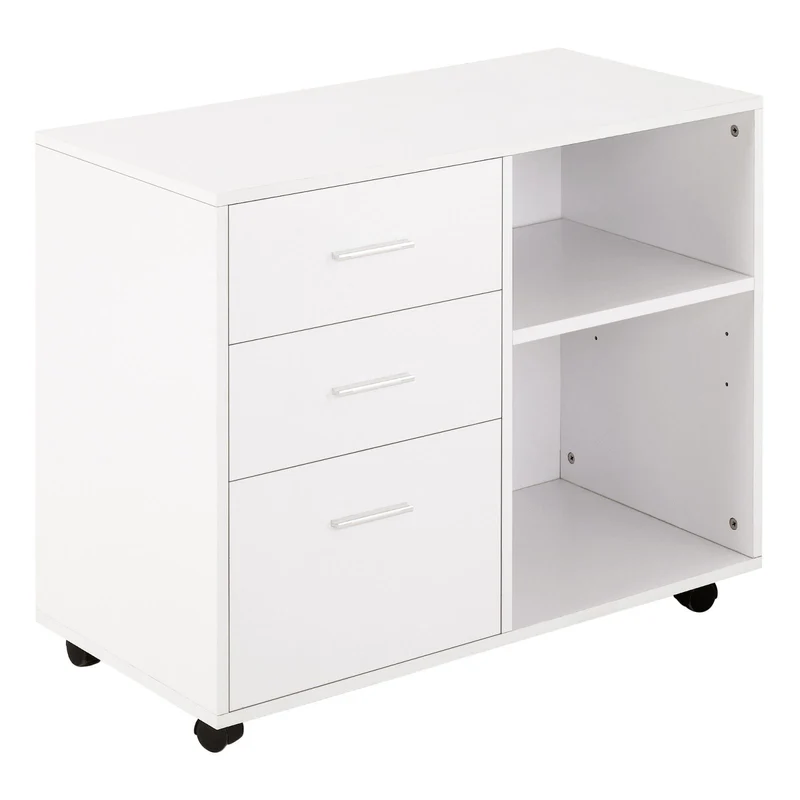 EASYCOMFORT Mobile da ufficio multiuso con ripiani cassetti in legno - Bianco