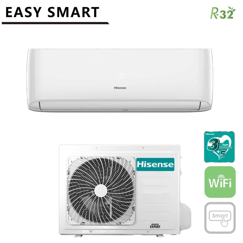 SCHNÄPPCHENBEREICH Hisense Klimaanlage Inverter EASY SMART Serie 12000 Btu CA35YR03G + CA35YR03W R-32 Wi-Fi optional – Neu