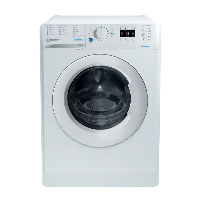 Lavatrice a carica frontale Indesit 6 kg, 1200 rpm, Classe energetica F BWSA61251WITN
