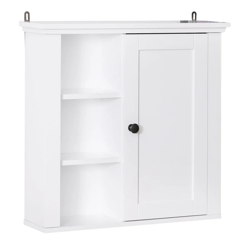 EASYCOMFORT Armadietto 3 Ripiani Anta Design Moderno da Parete Bagno e Cucina Bianco