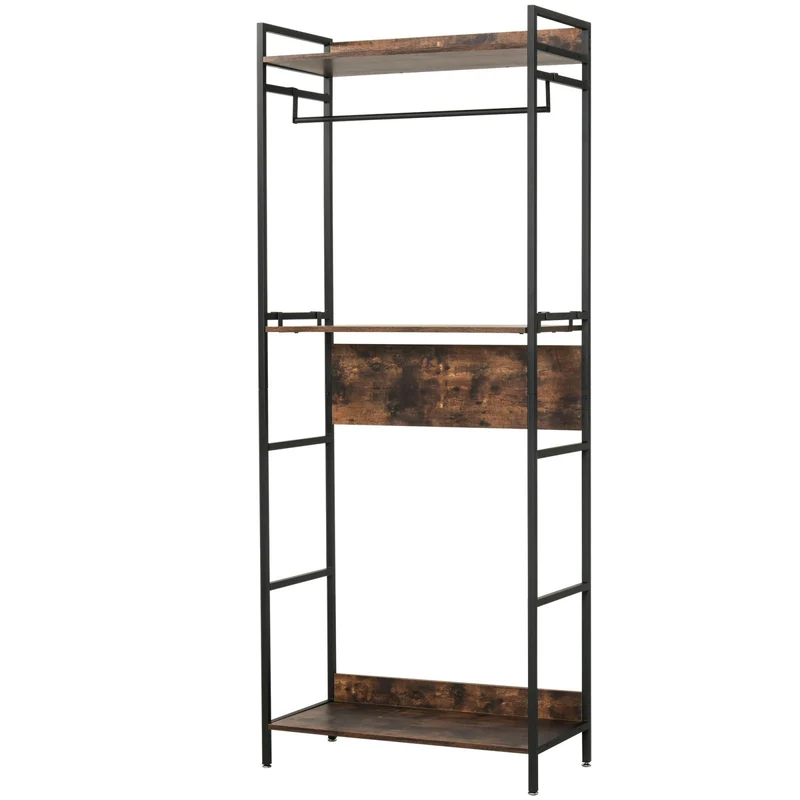 EASYCOMFORT Attaccapanni a Muro con Scarpiera e Mensole Stile Industriale 80x40x200cm