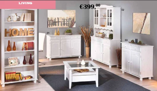 Credenza Living 5 Ante + 3 Cassetti + 2 Vani Massello Bianco